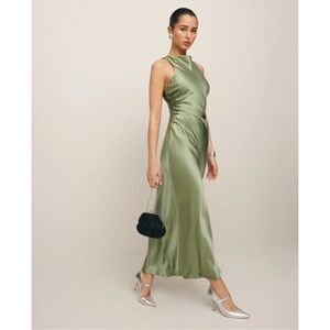 NWT Reformation Casette Silk Maxi Dress Artichoke Green 8